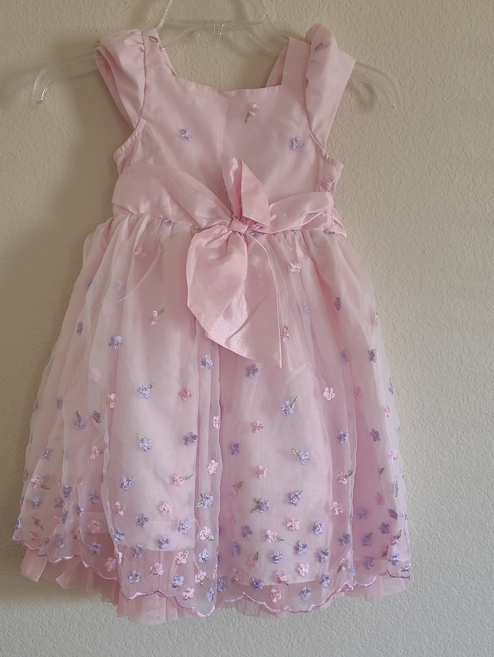 Jona Michelle Elegant Pink Floral Bow Girls' Dress Size 4